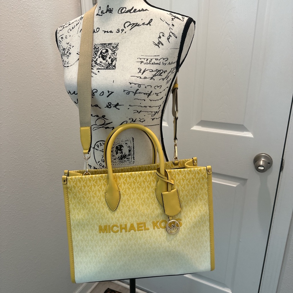 Michael Michael Kors Mirella Yellow Logo Medium Tote Bag